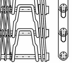 A drawing of heavy duty U-shaped links and two reinforced plate edge.