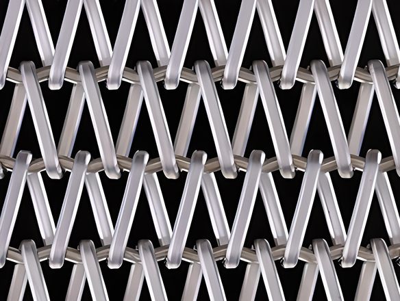 A balanced weave conveyor belt with flat spirals and crimped cross rod.