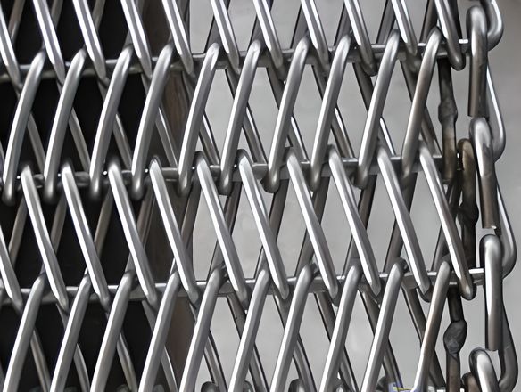 A balanced weave conveyor belt with laddered edge.