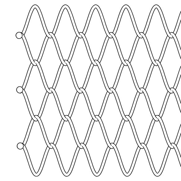 A drawing of chain link conveyor belt with welded edge.