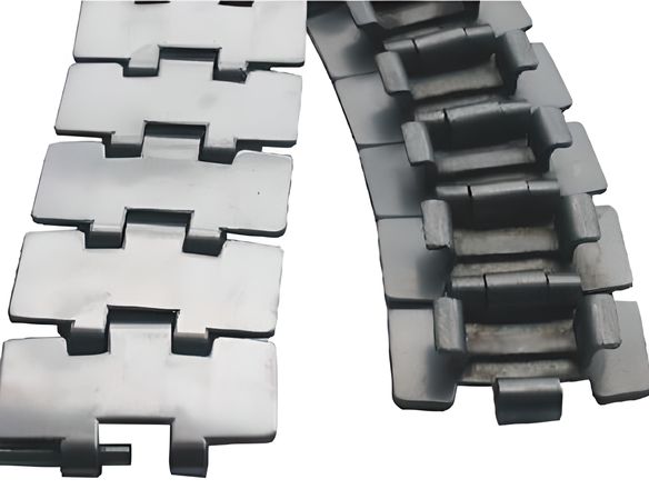 Two curved stainless steel chain plate on the white background.