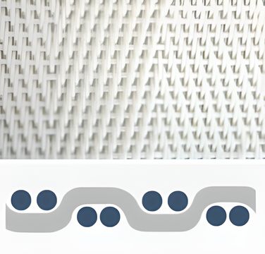 A picture and a drawing of four-shed level woven pattern.