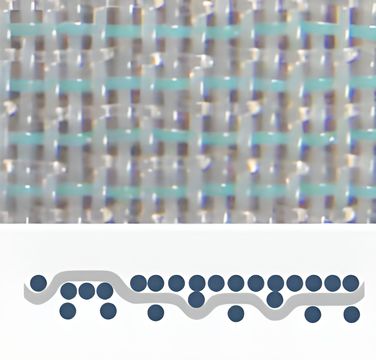 A picture and a drawing of double and a half layer polyester conveyor belt.