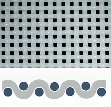 A picture and a drawing of single layer plain weave polyester conveyor belt.