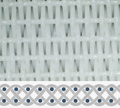 A picture and a drawing of four-shed double layer woven dryer fabric.