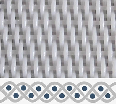 A picture and a drawing of three-shed woven dryer fabric.