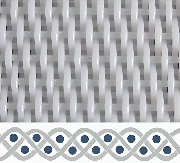 A picture and a drawing of three-shed woven dryer fabric.
