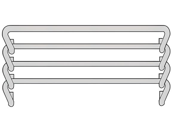 A drawing of straight S hook edge rod conveyor belt.
