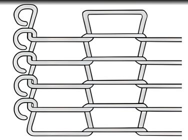 A drawing of rod network conveyor belt with C-shaped edge.