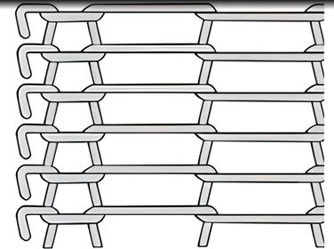 A drawing of rod network conveyor belt with double loop edge.