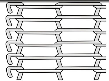 A drawing of rod network conveyor belt with single loop edge.