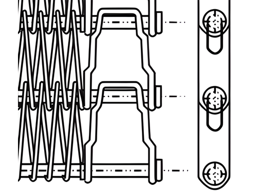 A drawing of heavy duty U-shaped links and two reinforced plate edge.